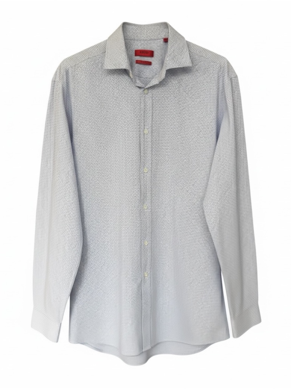 Hugo Boss Men's Light Blue Micro-Check Dress Shirt